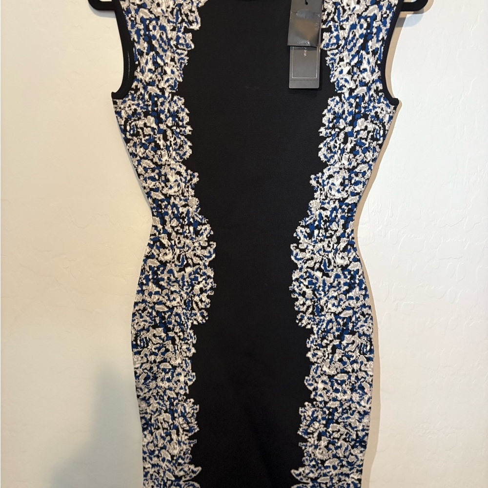 BCBGMaxAzria Black Dress with Blue and White Accents